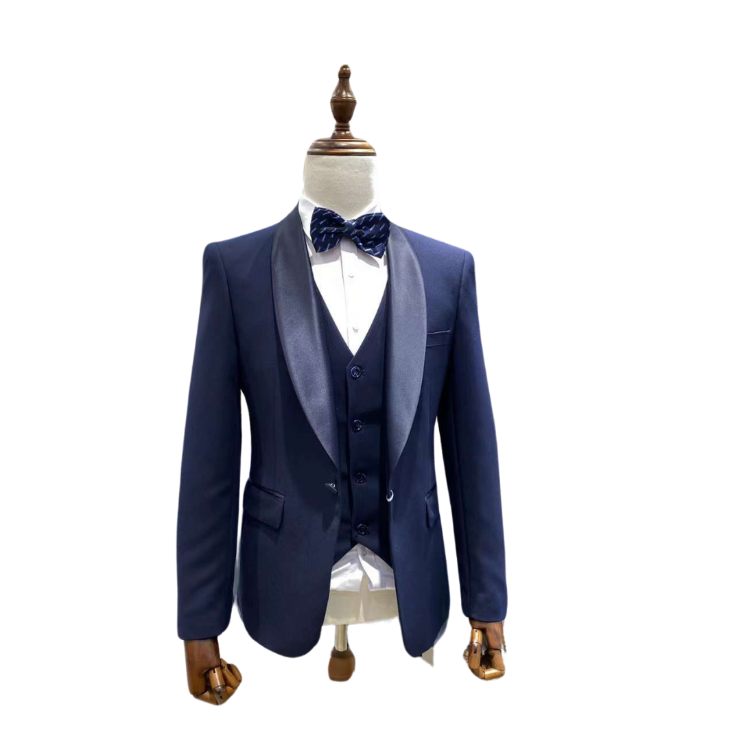 3-Piece Formal Suit Set with Vest and Bow Tie