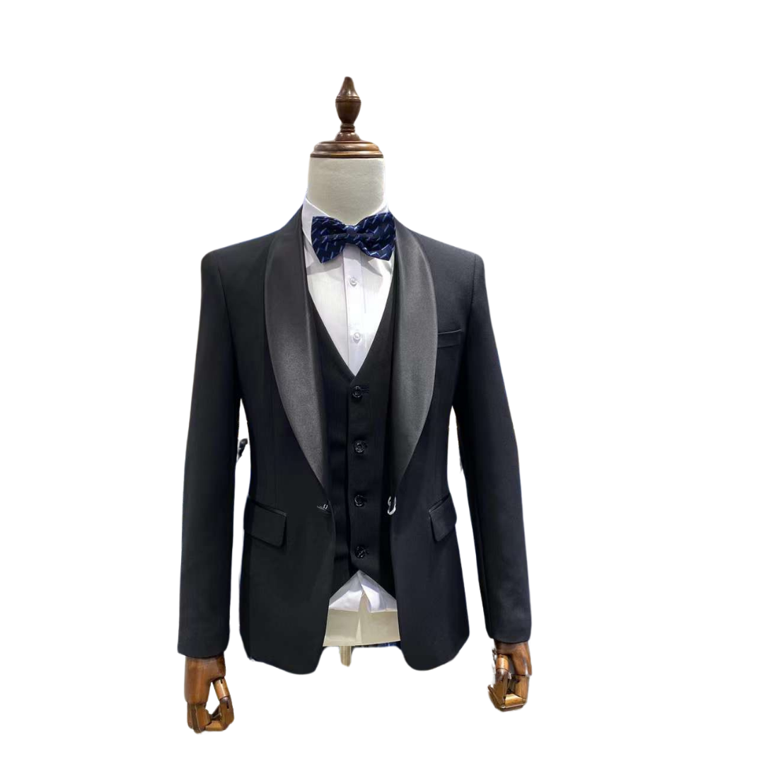 3-Piece Formal Suit Set with Vest and Bow Tie