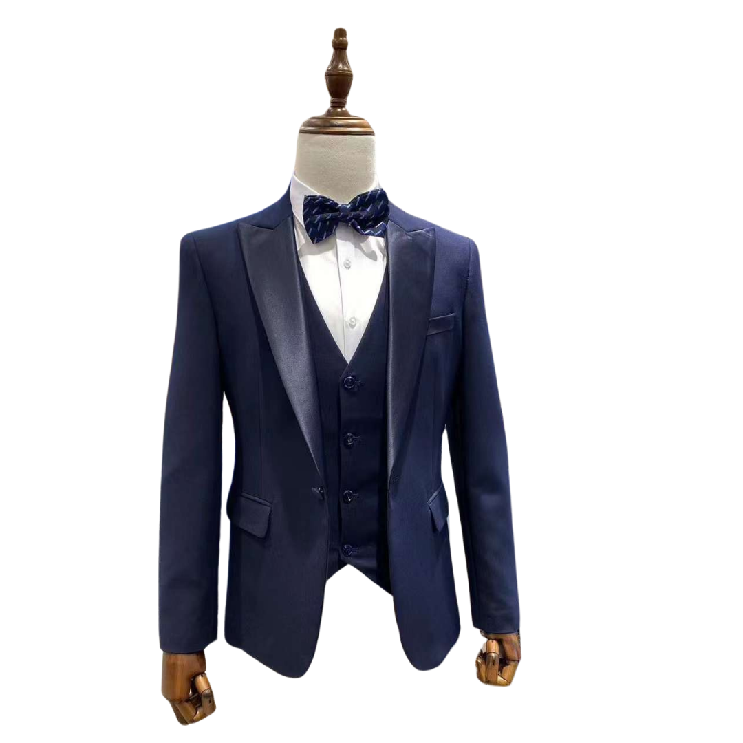 3 Piece Formal Suit Set with Vest and Bow Tie