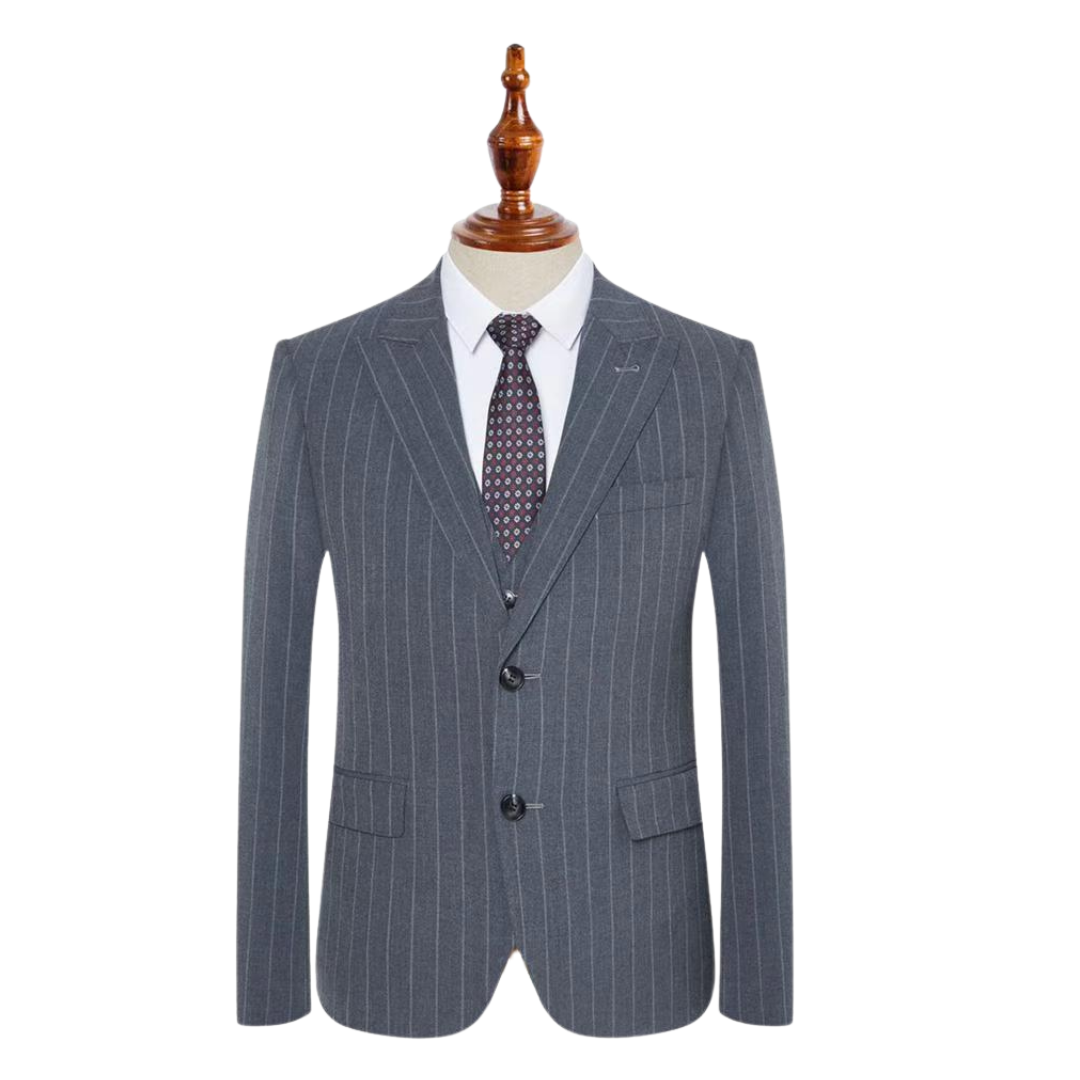 Men's Pinstripe Tailored Three-Piece Suit Set