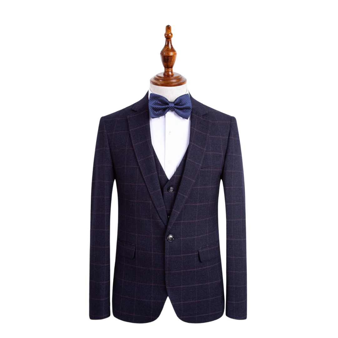 Men’s 3-Piece Checkered Pattern Suit Collection