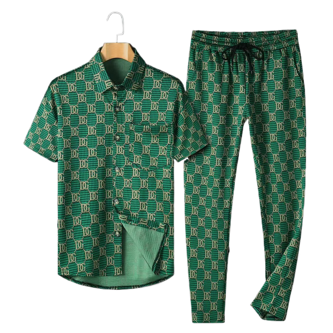 Dolce & Gabbana Monogram Printed Casual Polo Tracksuit Set