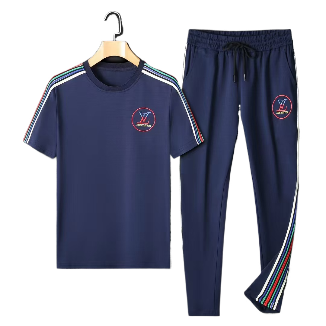 Louis Vuitton Men’s Color Striped Sides Tracksuit Set